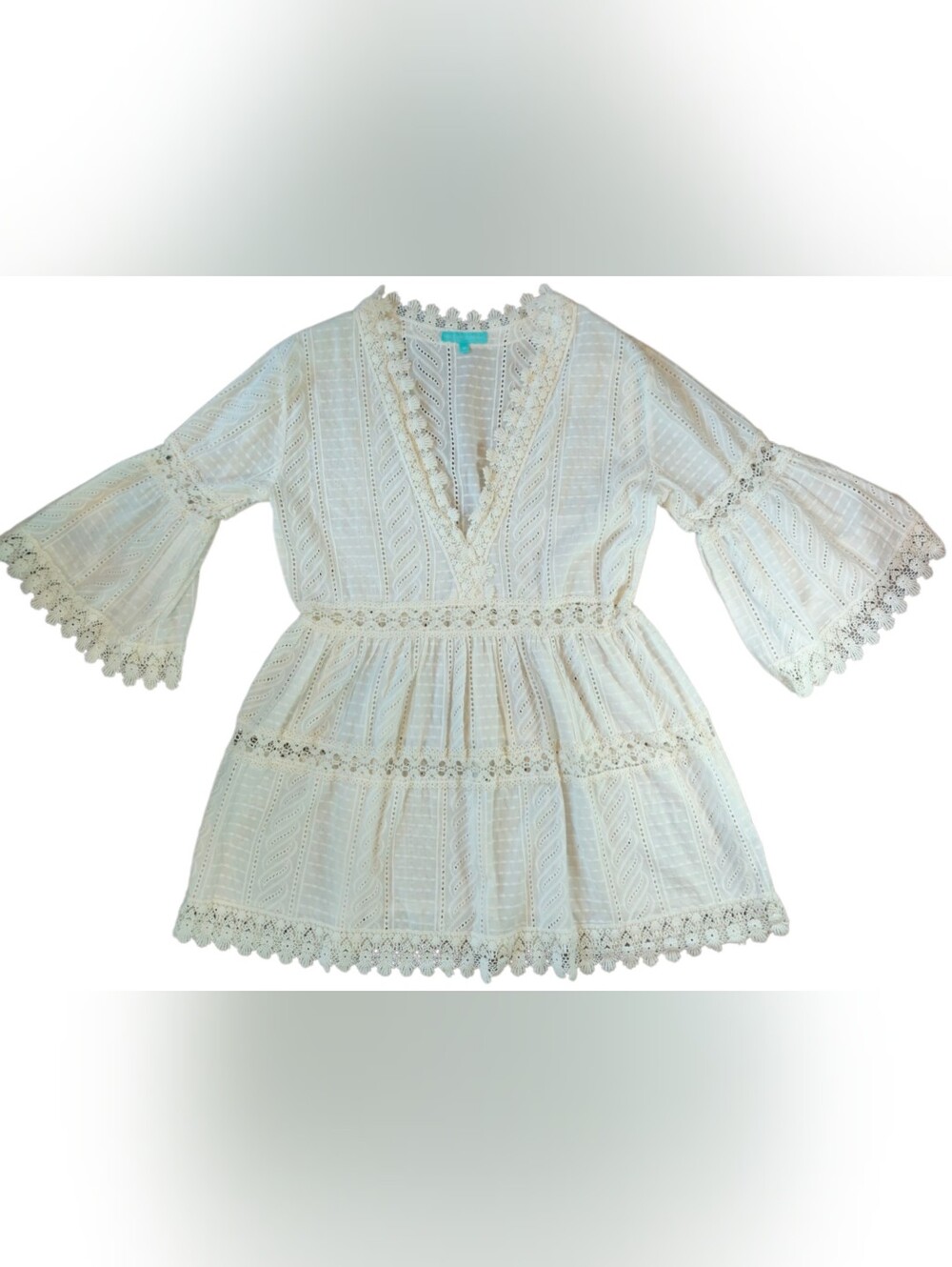 Melissa Odabash Victoria Broderie Anglaise Kaftan White M - Picture 6 of 11